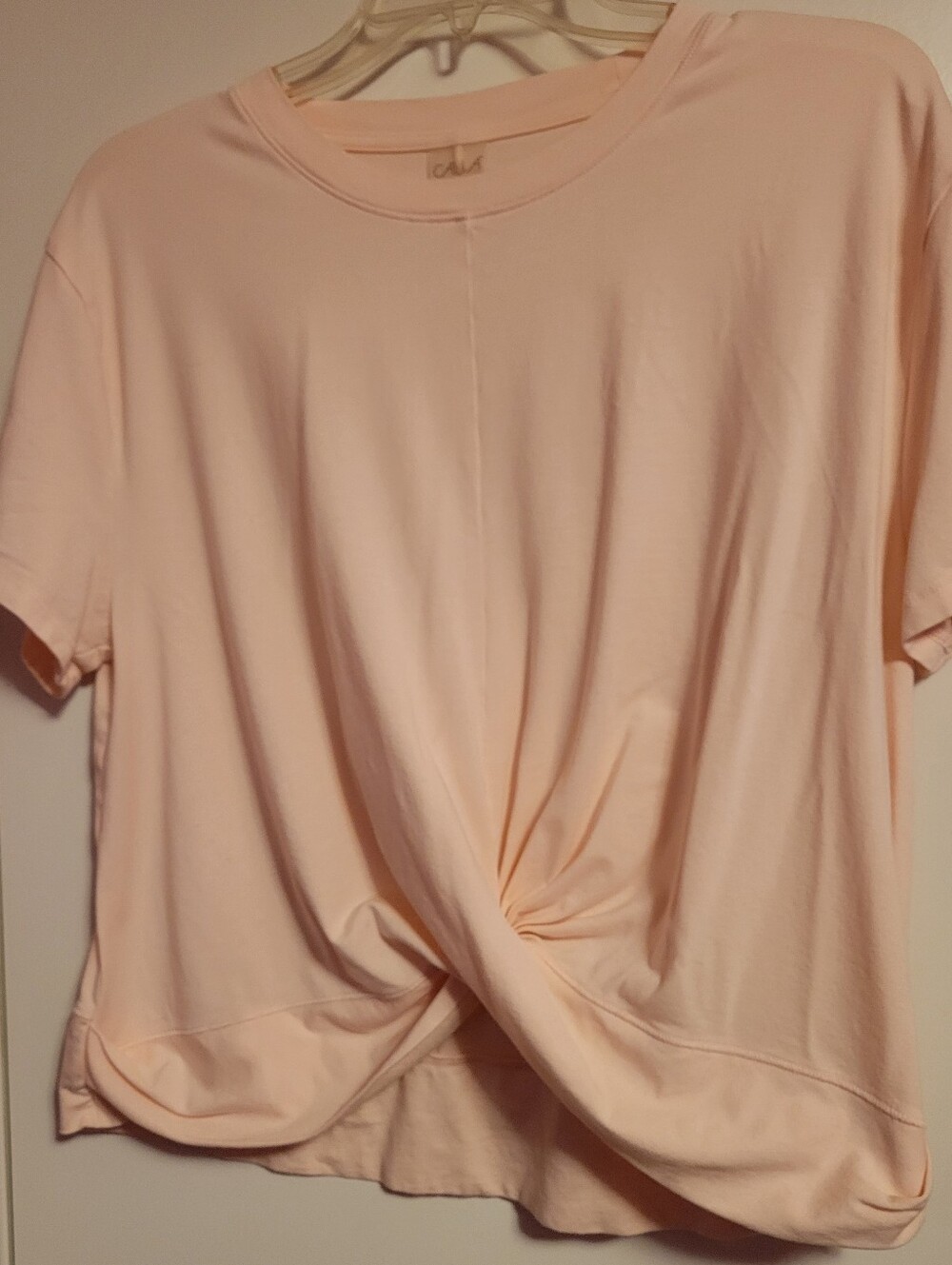 CALIA by Carrie Underwood Pale Pink Twist-Front Short Sleeve Top